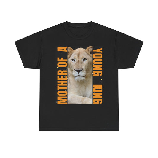 Mother of a Young King Unisex Heavy Cotton Tee - Bold Lion Design for Proud Moms