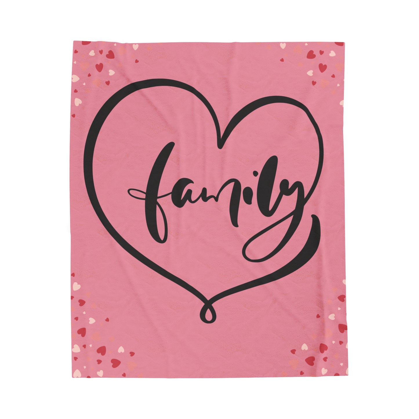 Family Love Cozy  Velveteen Plush Blanket - Heart Design
