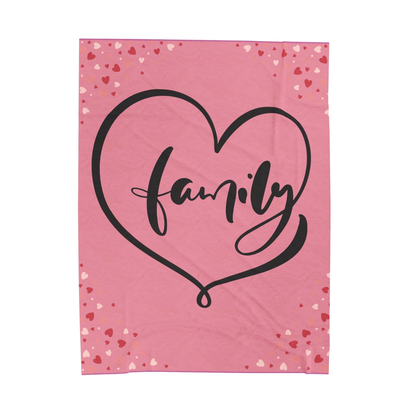 Family Love Cozy  Velveteen Plush Blanket - Heart Design