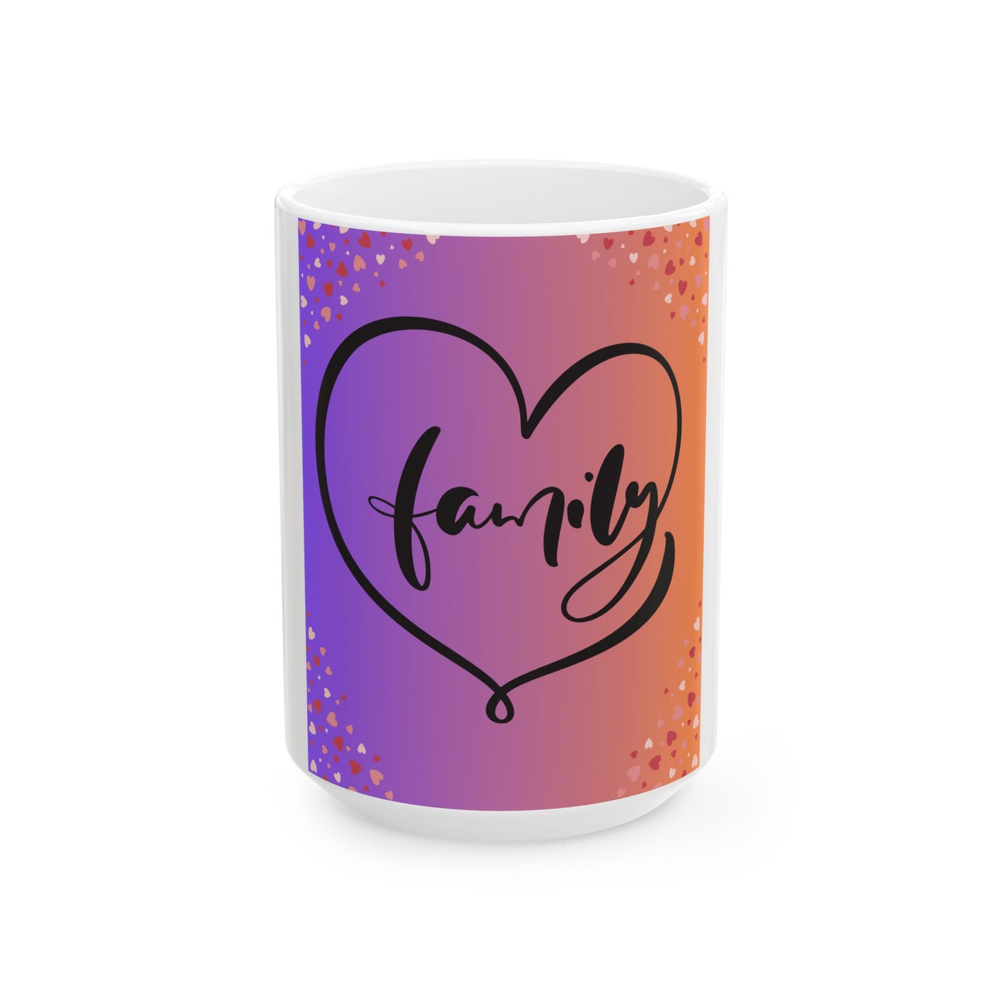 Family Love  Heart Ceramic Mug - Vibrant 11oz & 15oz Coffee Cup for Loved Ones